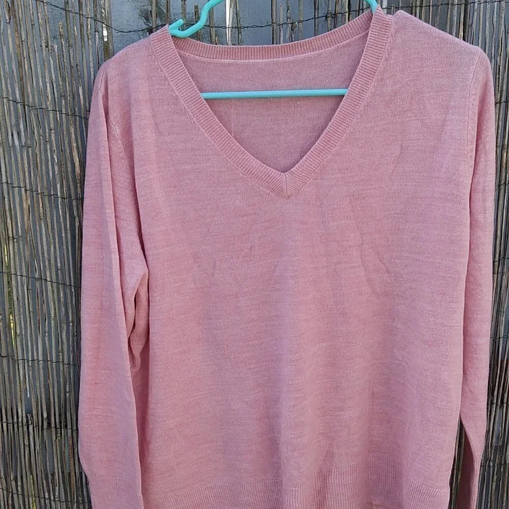 Pink V-Neck Cardigan Women's - No. Size. No Brand. - See Measurements
